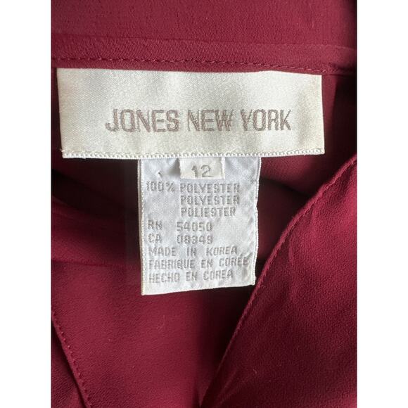 Vintage Y2K Mom blouse large wrap collar in burgundy by Jones New York size 14 - Picture 11 of 11